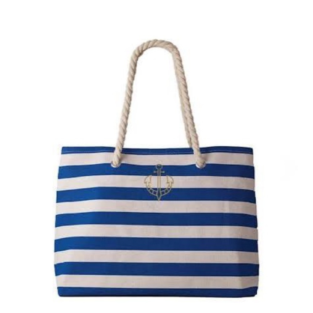 Avon Blue and White Nautical Stripe Tote